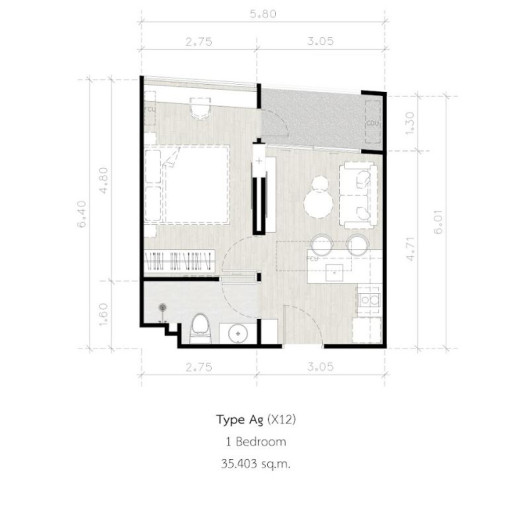 Secret Garden, 1 Bedroom - 35.40 m²