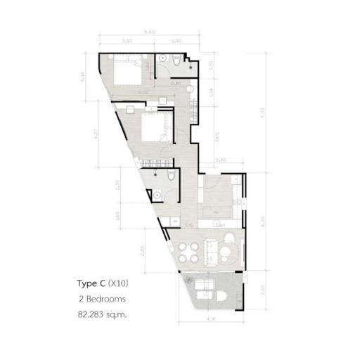 Secret Garden, 2 Bedroom - 82.28 m²