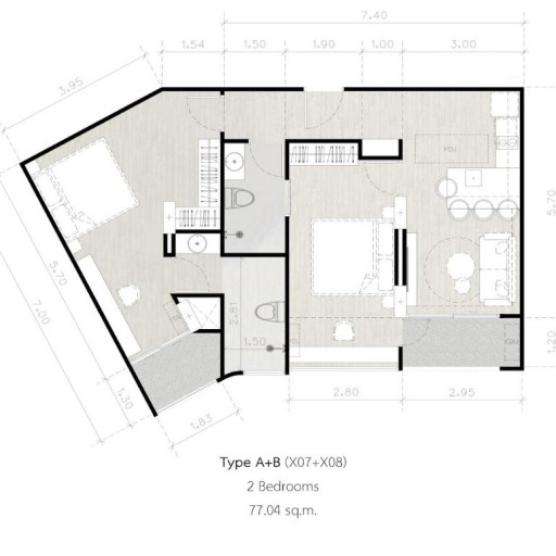 Secret Garden, 2 Bedroom - 77 m²